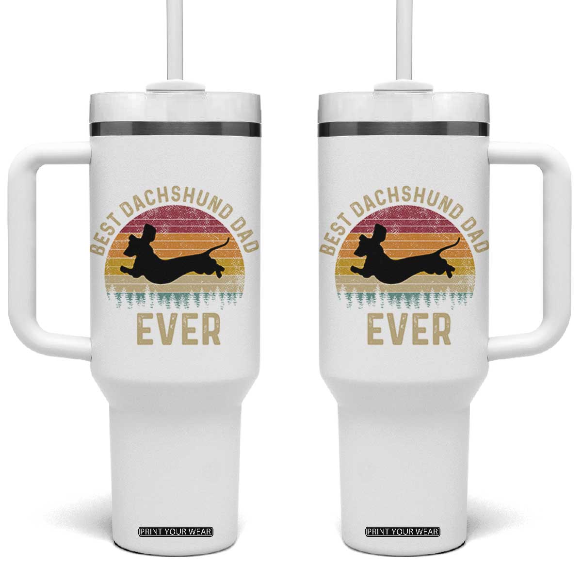 Dachshund Dog Dad Tumbler With Handle Vintage 60s 70s Retro Fathers Day Gift for Dog Lovers TS10 One Size: 40 oz White Print Your Wear
