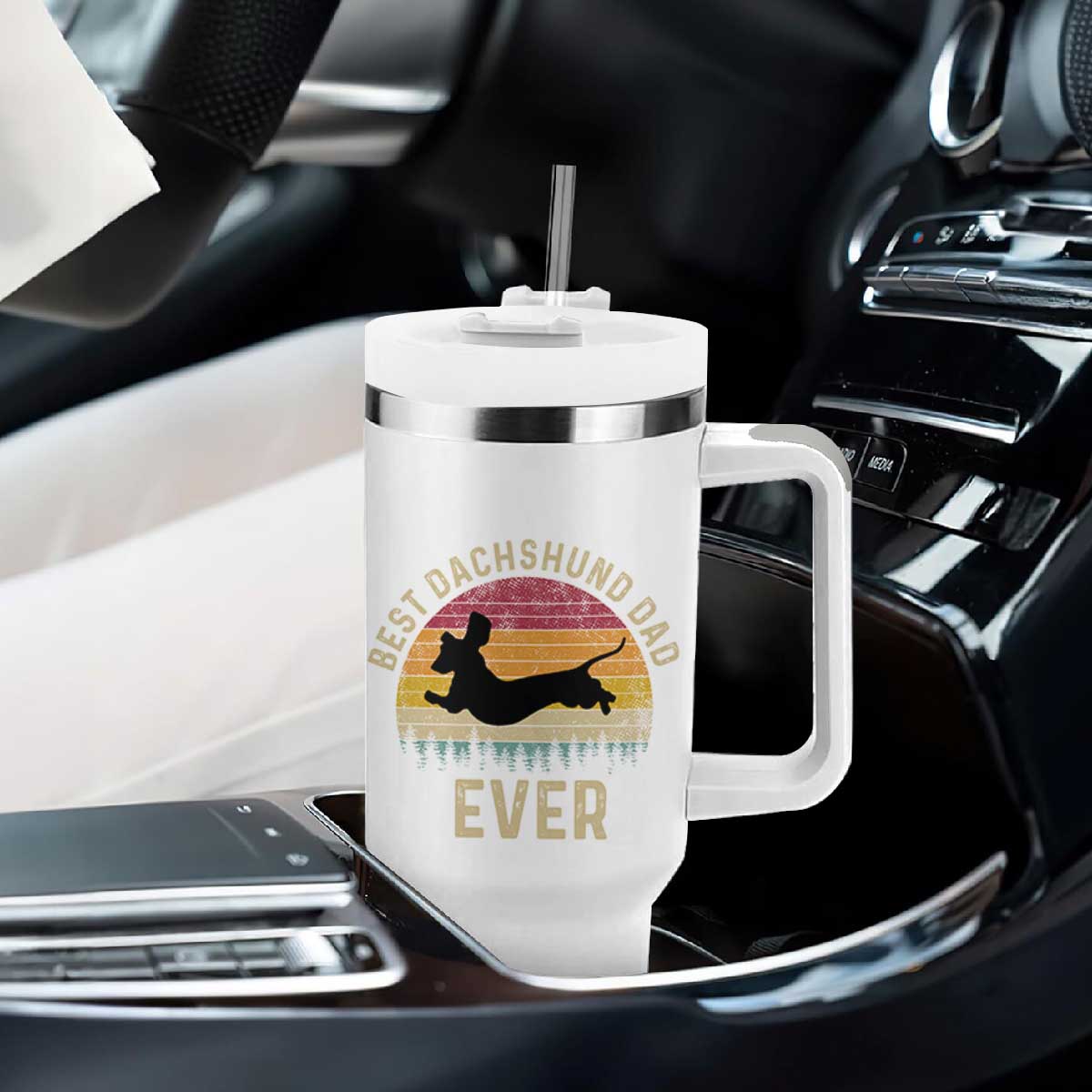 Dachshund Dog Dad Tumbler With Handle Vintage 60s 70s Retro Fathers Day Gift for Dog Lovers TS10 Print Your Wear