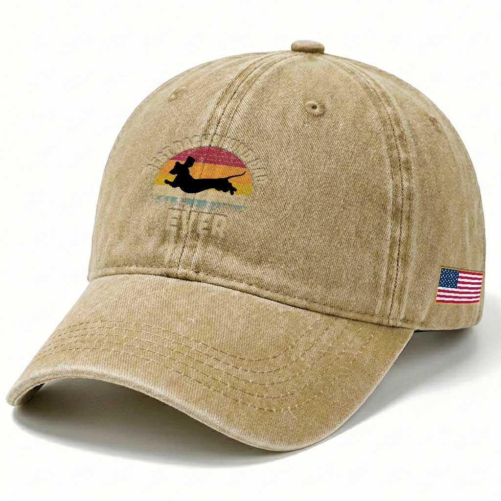 Dachshund Dog Dad Washed Cotton Baseball Cap Vintage 60s 70s Retro Fathers Day Gift for Dog Lovers TS10 Print Your Wear