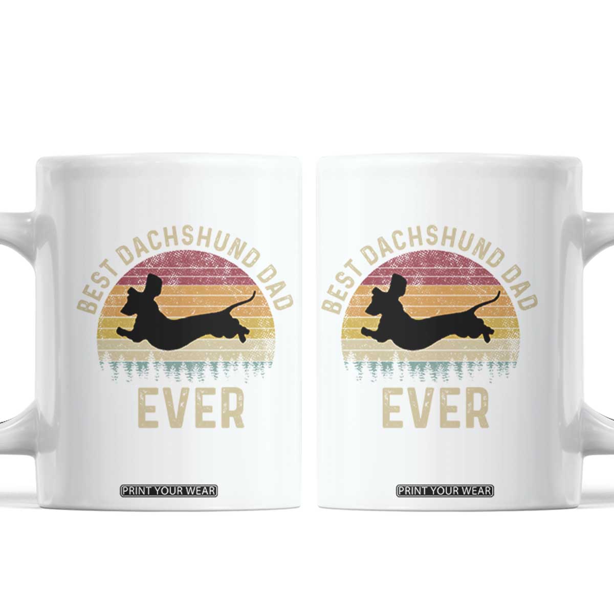 Dachshund Dog Dad Coffee Mug Vintage 60s 70s Retro Fathers Day Gift for Dog Lovers TS10 White Print Your Wear