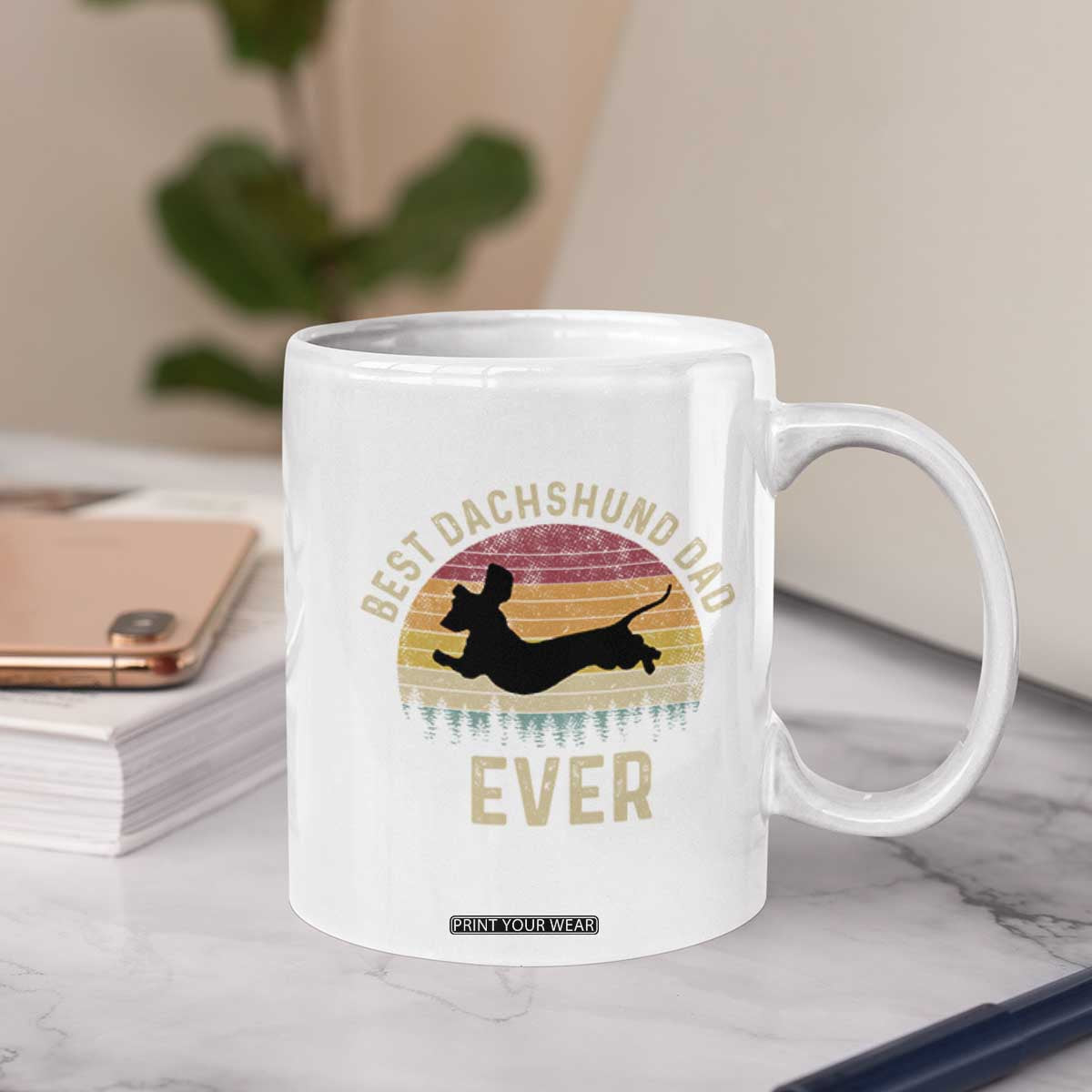 Dachshund Dog Dad Coffee Mug Vintage 60s 70s Retro Fathers Day Gift for Dog Lovers TS10 Print Your Wear