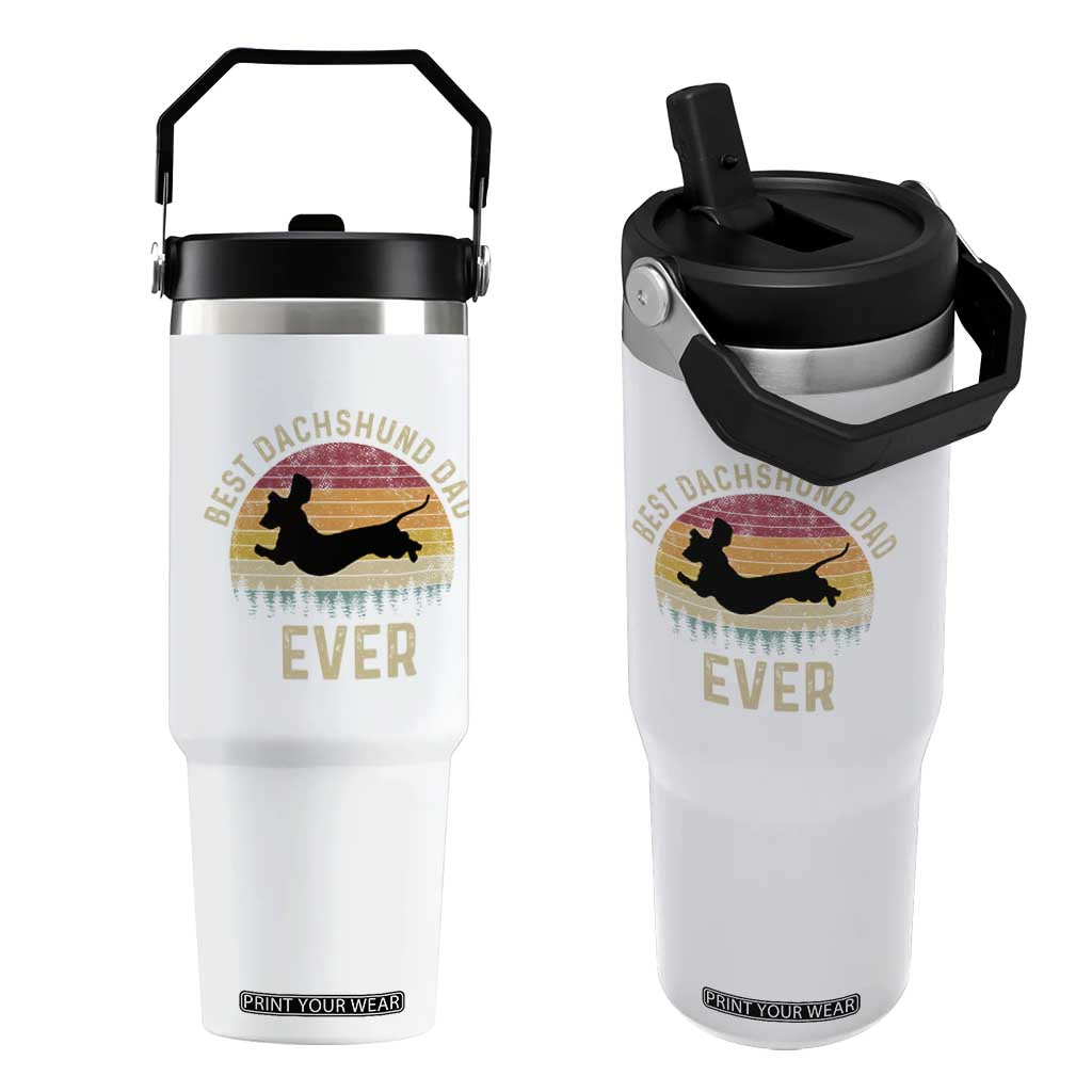 Dachshund Dog Dad Flip Straw Tumbler Vintage 60s 70s Retro Fathers Day Gift for Dog Lovers TS10 One Size: 30 oz White Print Your Wear