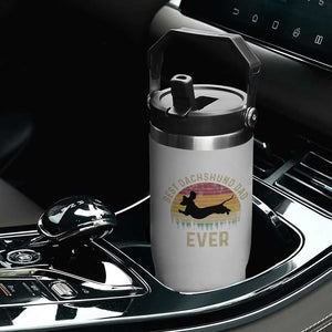 Dachshund Dog Dad Flip Straw Tumbler Vintage 60s 70s Retro Fathers Day Gift for Dog Lovers TS10 Print Your Wear