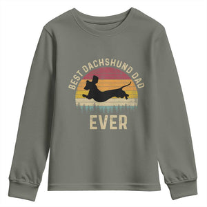 Dachshund Dog Dad Youth Sweatshirt Vintage 60s 70s Retro Fathers Day Gift for Dog Lovers TS10 Military Green Print Your Wear