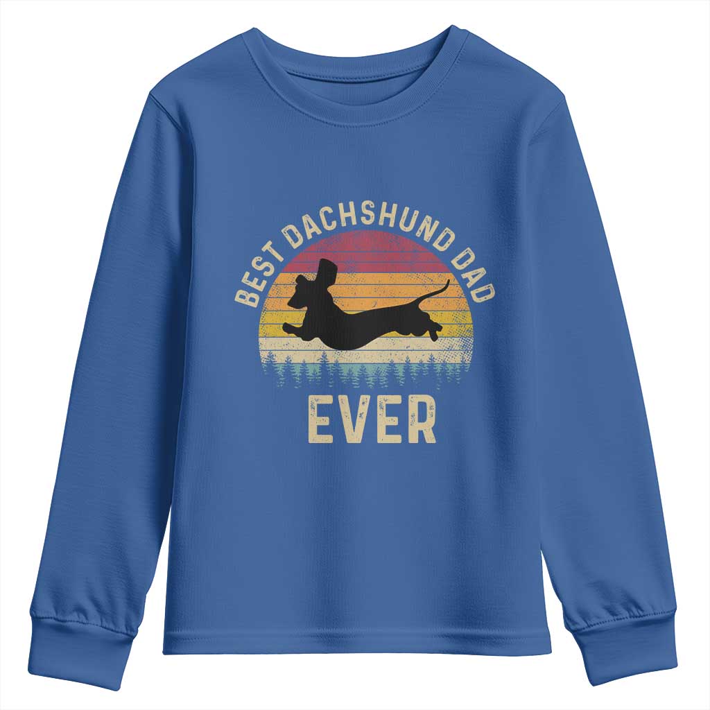 Dachshund Dog Dad Youth Sweatshirt Vintage 60s 70s Retro Fathers Day Gift for Dog Lovers TS10 Royal Blue Print Your Wear