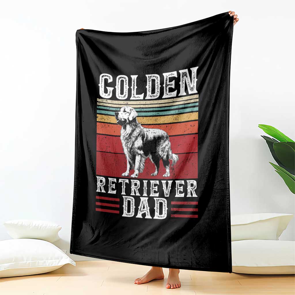 Retro Dog Golden Dad Throw Blanket Fathers Day Gift for Dog Lovers Golden Retriever Dad TS10 Print Your Wear