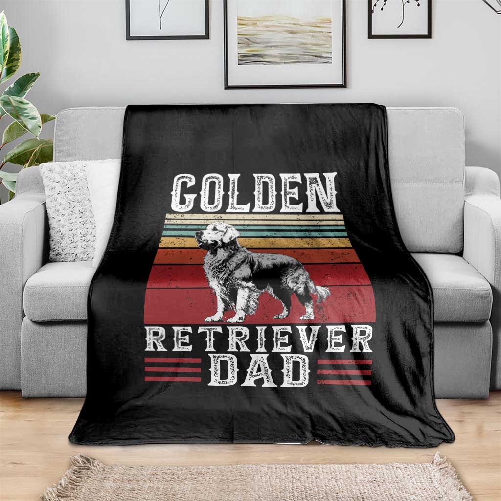 Retro Dog Golden Dad Throw Blanket Fathers Day Gift for Dog Lovers Golden Retriever Dad TS10 Print Your Wear