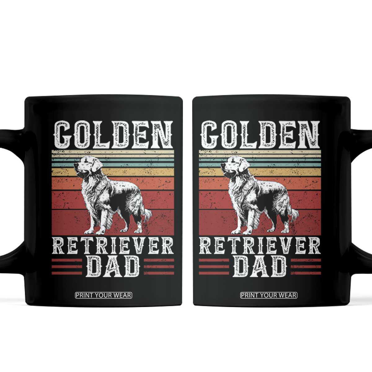 Retro Dog Golden Dad Coffee Mug Fathers Day Gift for Dog Lovers Golden Retriever Dad TS10 Black Print Your Wear
