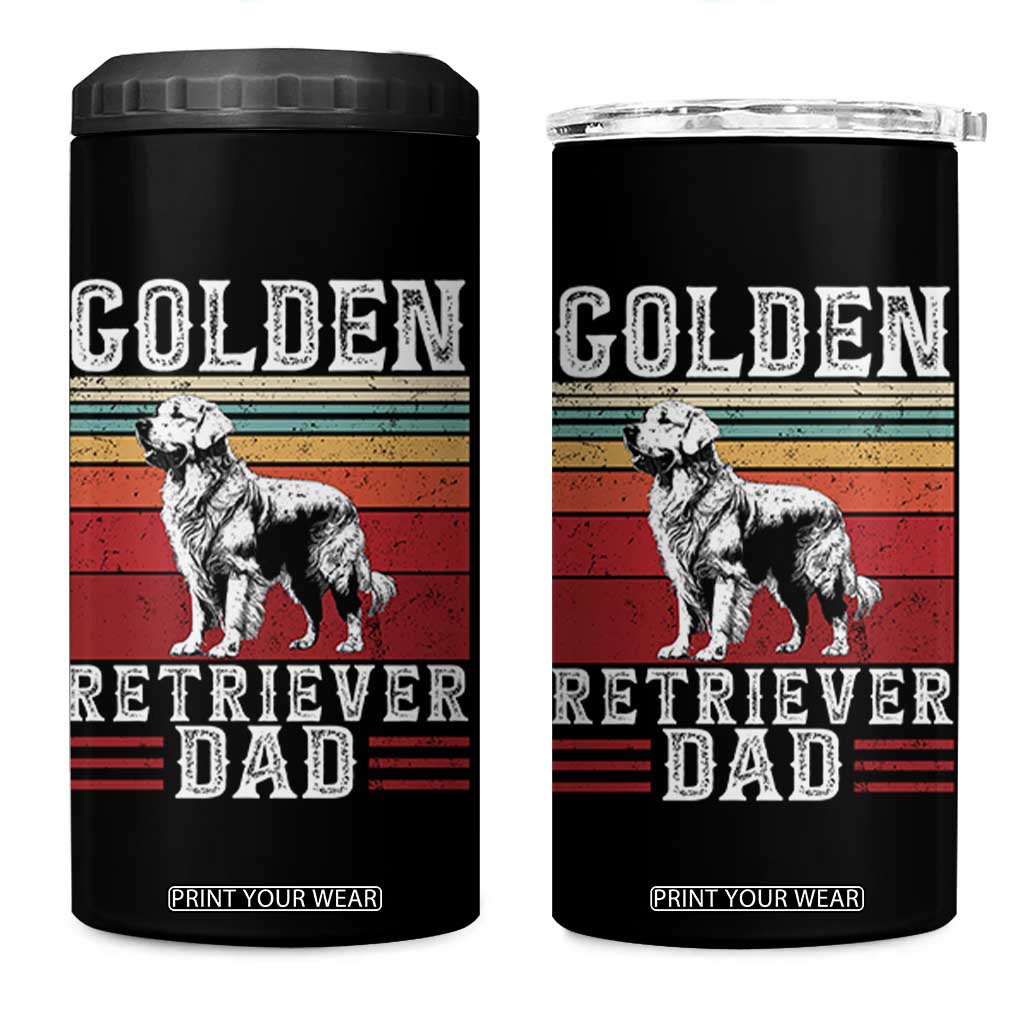 Retro Dog Golden Dad 4 in 1 Can Cooler Tumbler Fathers Day Gift for Dog Lovers Golden Retriever Dad TS10 One Size: 16 oz Black Print Your Wear
