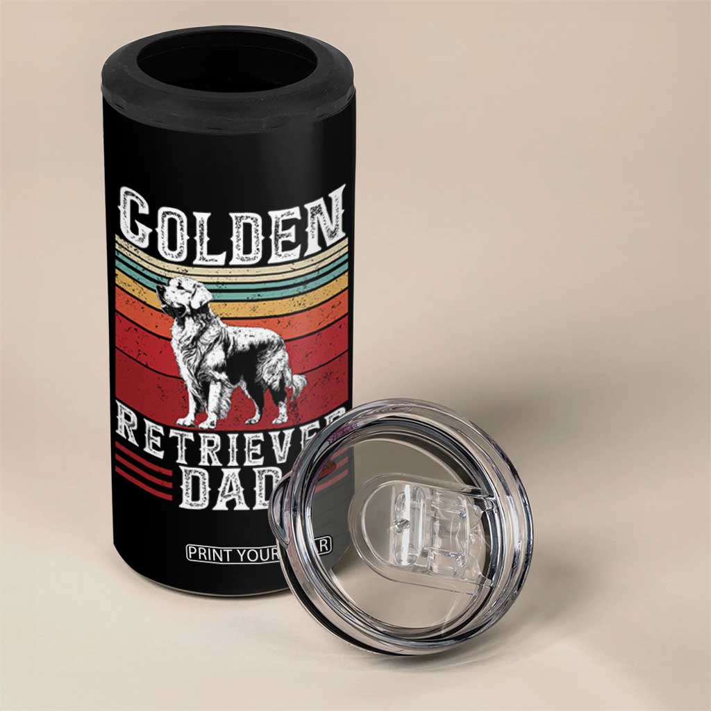 Retro Dog Golden Dad 4 in 1 Can Cooler Tumbler Fathers Day Gift for Dog Lovers Golden Retriever Dad TS10 Print Your Wear