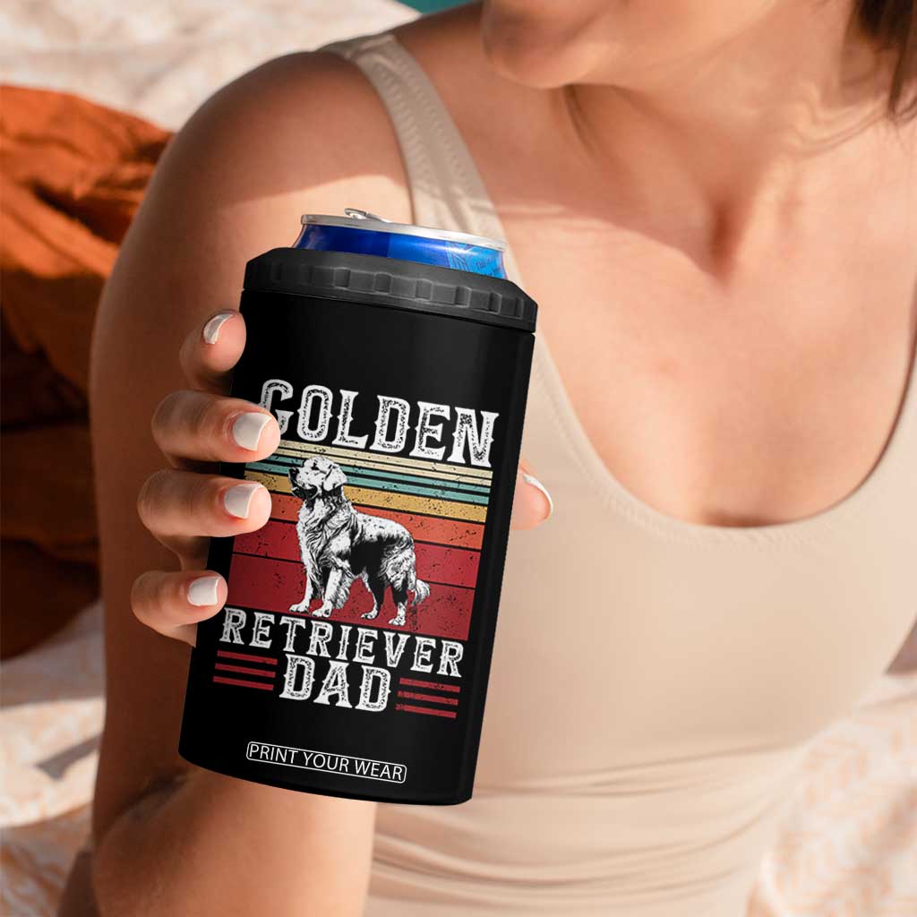 Retro Dog Golden Dad 4 in 1 Can Cooler Tumbler Fathers Day Gift for Dog Lovers Golden Retriever Dad TS10 Print Your Wear