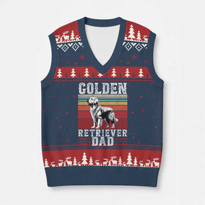 Retro Dog Golden Dad V-Neck Knit Sweater Vest Fathers Day Gift for Dog Lovers Golden Retriever Dad TS10 Navy Red Print Your Wear