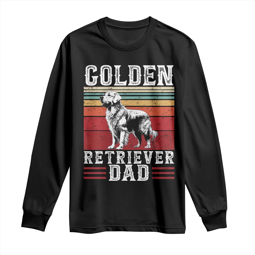 Retro Dog Golden Dad Long Sleeve Shirt Fathers Day Gift for Dog Lovers Golden Retriever Dad TS10 Black Print Your Wear