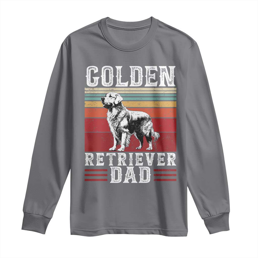 Retro Dog Golden Dad Long Sleeve Shirt Fathers Day Gift for Dog Lovers Golden Retriever Dad TS10 Charcoal Print Your Wear