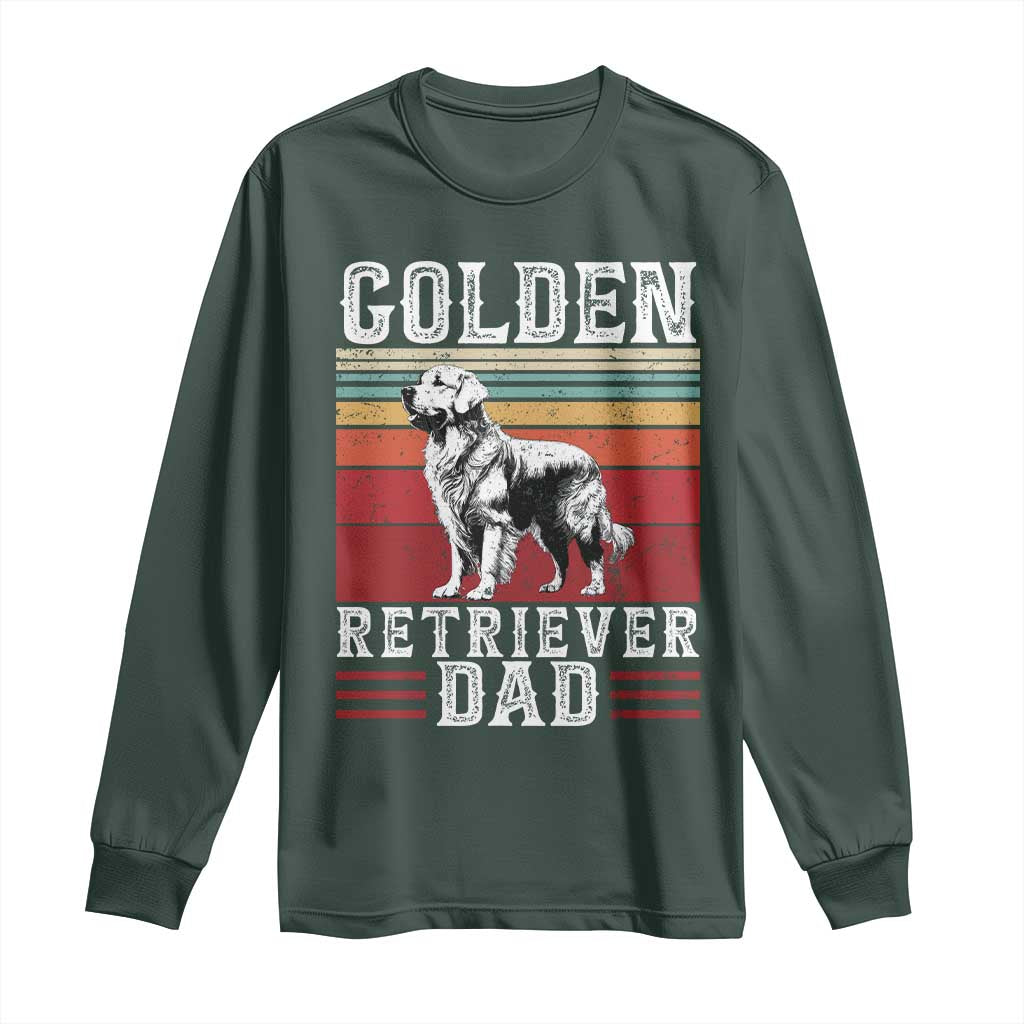 Retro Dog Golden Dad Long Sleeve Shirt Fathers Day Gift for Dog Lovers Golden Retriever Dad TS10 Dark Forest Green Print Your Wear