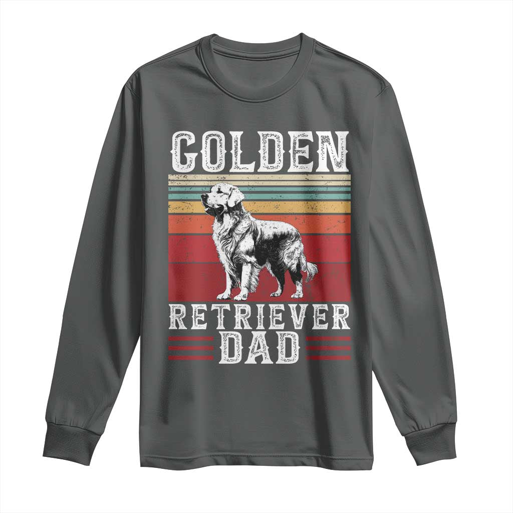 Retro Dog Golden Dad Long Sleeve Shirt Fathers Day Gift for Dog Lovers Golden Retriever Dad TS10 Dark Heather Print Your Wear