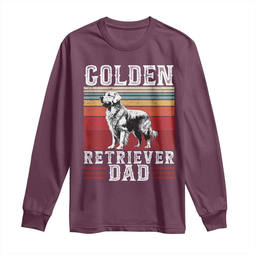 Retro Dog Golden Dad Long Sleeve Shirt Fathers Day Gift for Dog Lovers Golden Retriever Dad TS10 Maroon Print Your Wear