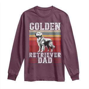 Retro Dog Golden Dad Long Sleeve Shirt Fathers Day Gift for Dog Lovers Golden Retriever Dad TS10 Maroon Print Your Wear