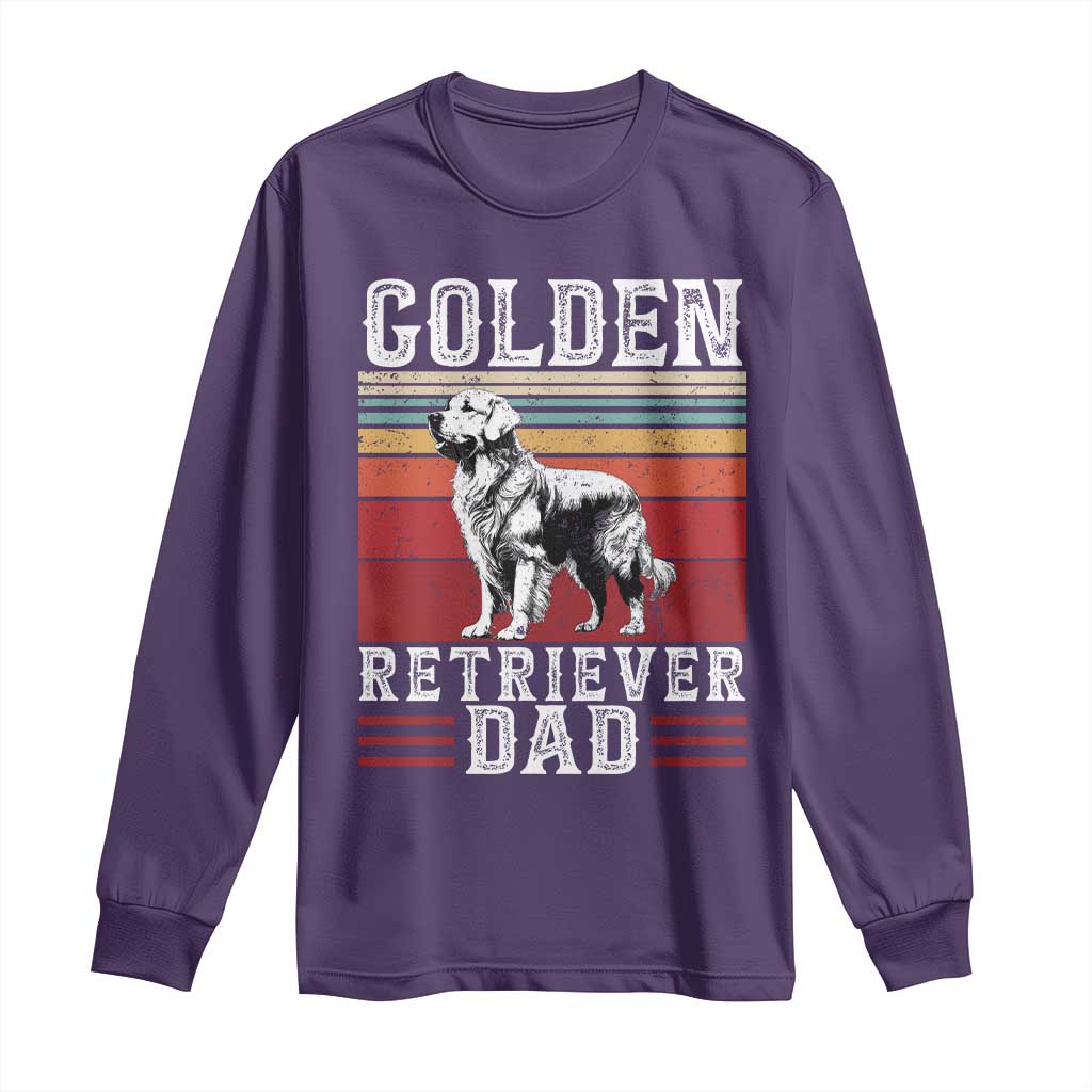 Retro Dog Golden Dad Long Sleeve Shirt Fathers Day Gift for Dog Lovers Golden Retriever Dad TS10 Purple Print Your Wear