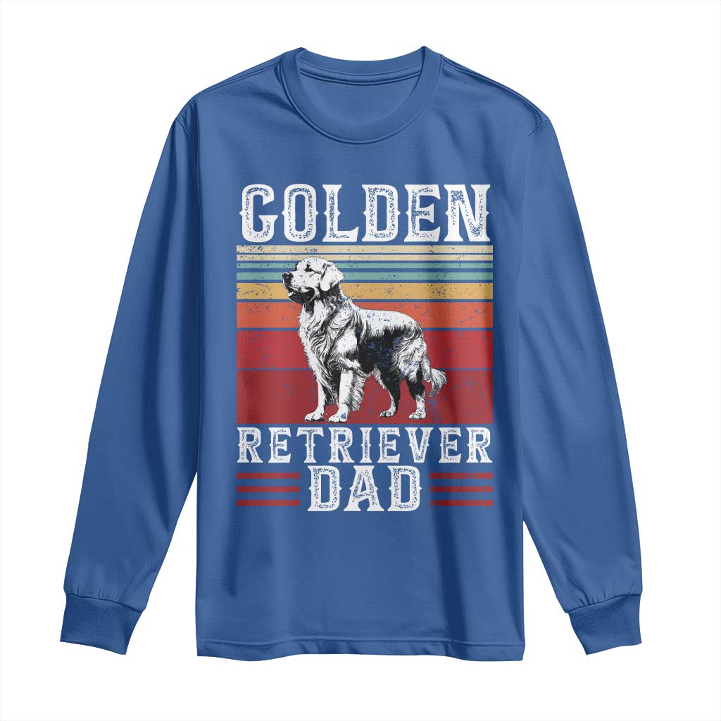 Retro Dog Golden Dad Long Sleeve Shirt Fathers Day Gift for Dog Lovers Golden Retriever Dad TS10 Royal Blue Print Your Wear