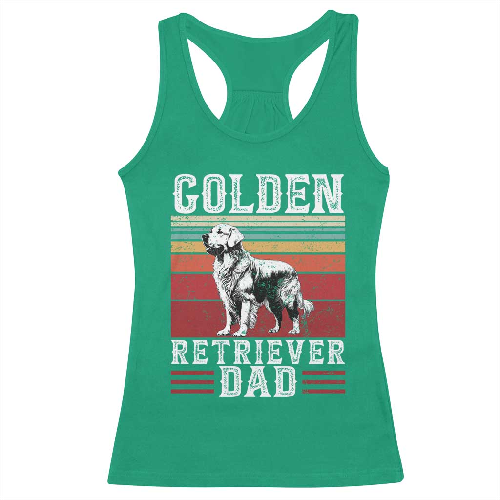 Retro Dog Golden Dad Racerback Tank Top Fathers Day Gift for Dog Lovers Golden Retriever Dad TS10 Irish Green Print Your Wear
