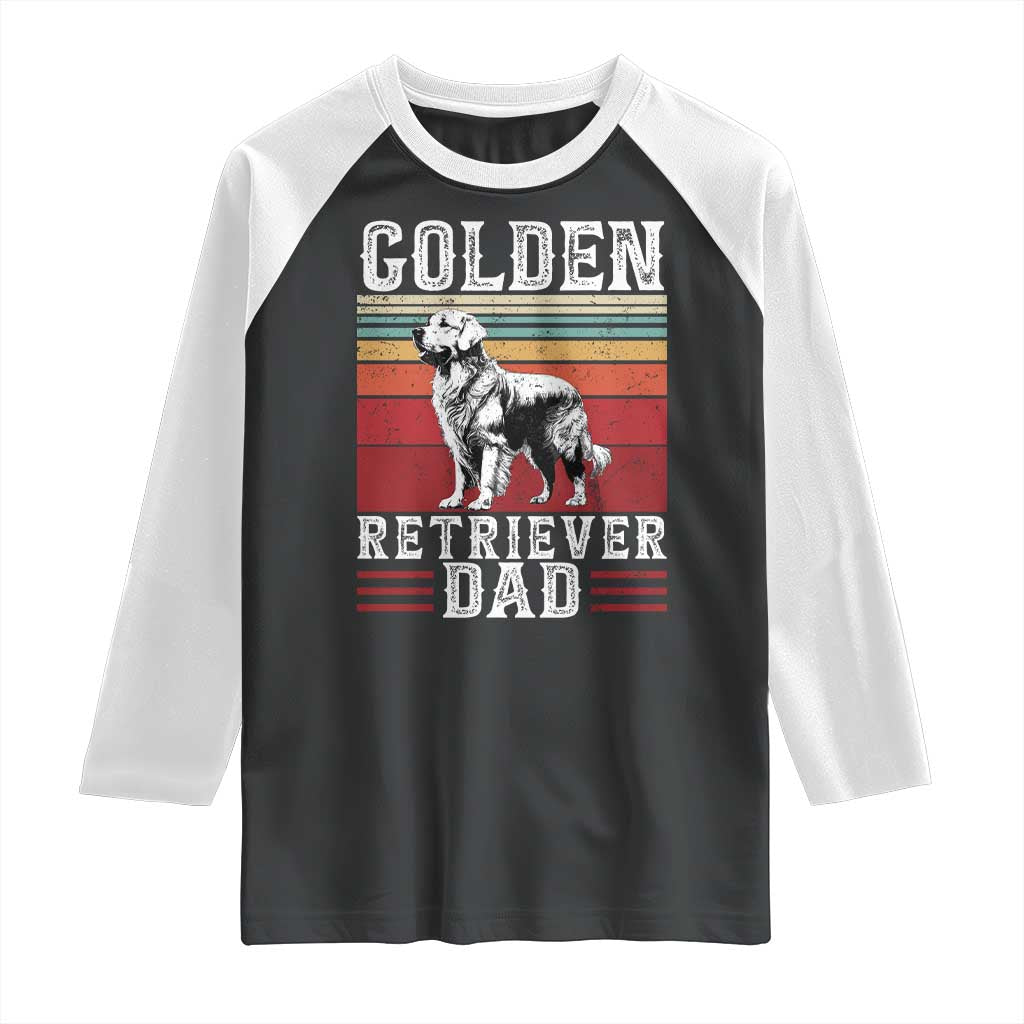 Retro Dog Golden Dad Raglan Shirt Fathers Day Gift for Dog Lovers Golden Retriever Dad TS10 Black White Print Your Wear