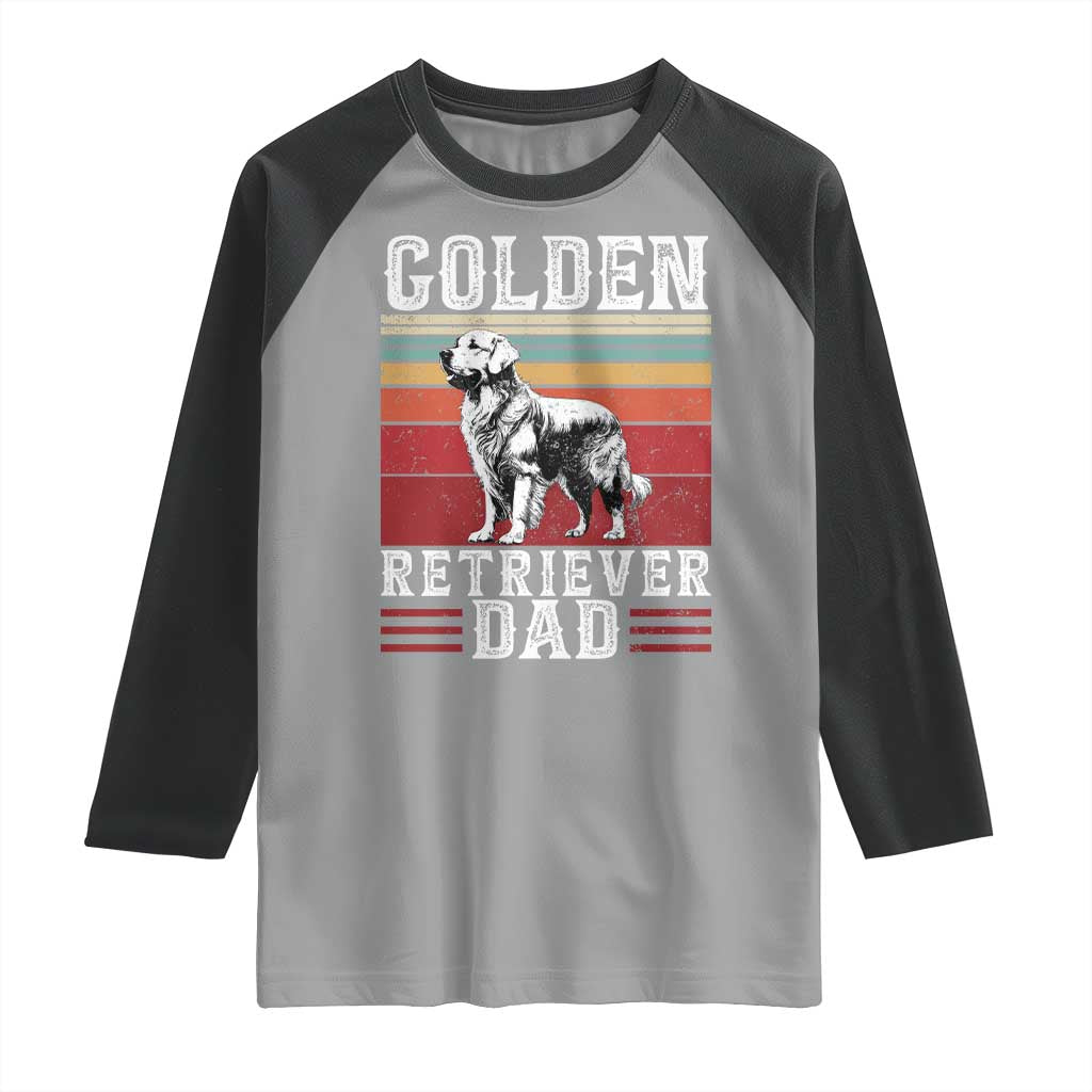 Retro Dog Golden Dad Raglan Shirt Fathers Day Gift for Dog Lovers Golden Retriever Dad TS10 Sport Gray Black Print Your Wear