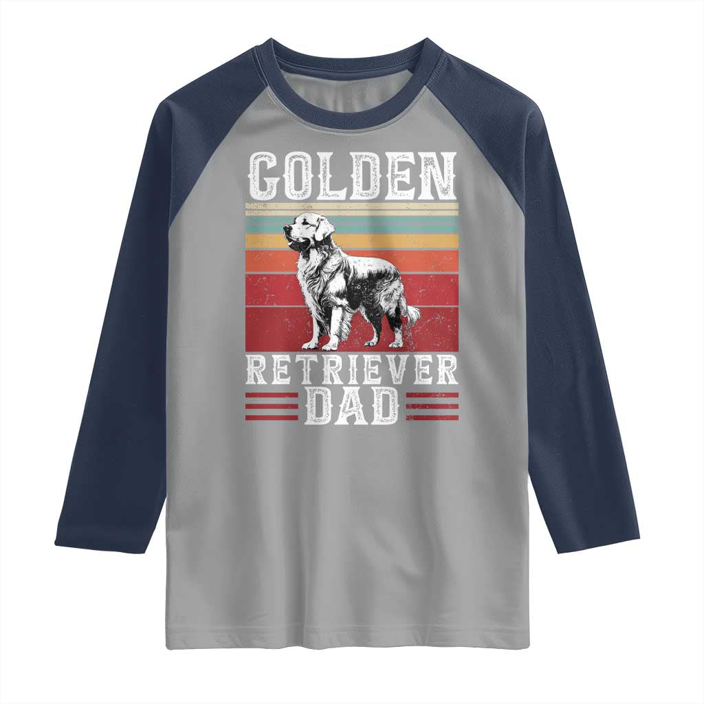 Retro Dog Golden Dad Raglan Shirt Fathers Day Gift for Dog Lovers Golden Retriever Dad TS10 Sport Gray Navy Print Your Wear