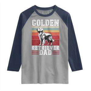 Retro Dog Golden Dad Raglan Shirt Fathers Day Gift for Dog Lovers Golden Retriever Dad TS10 Sport Gray Navy Print Your Wear