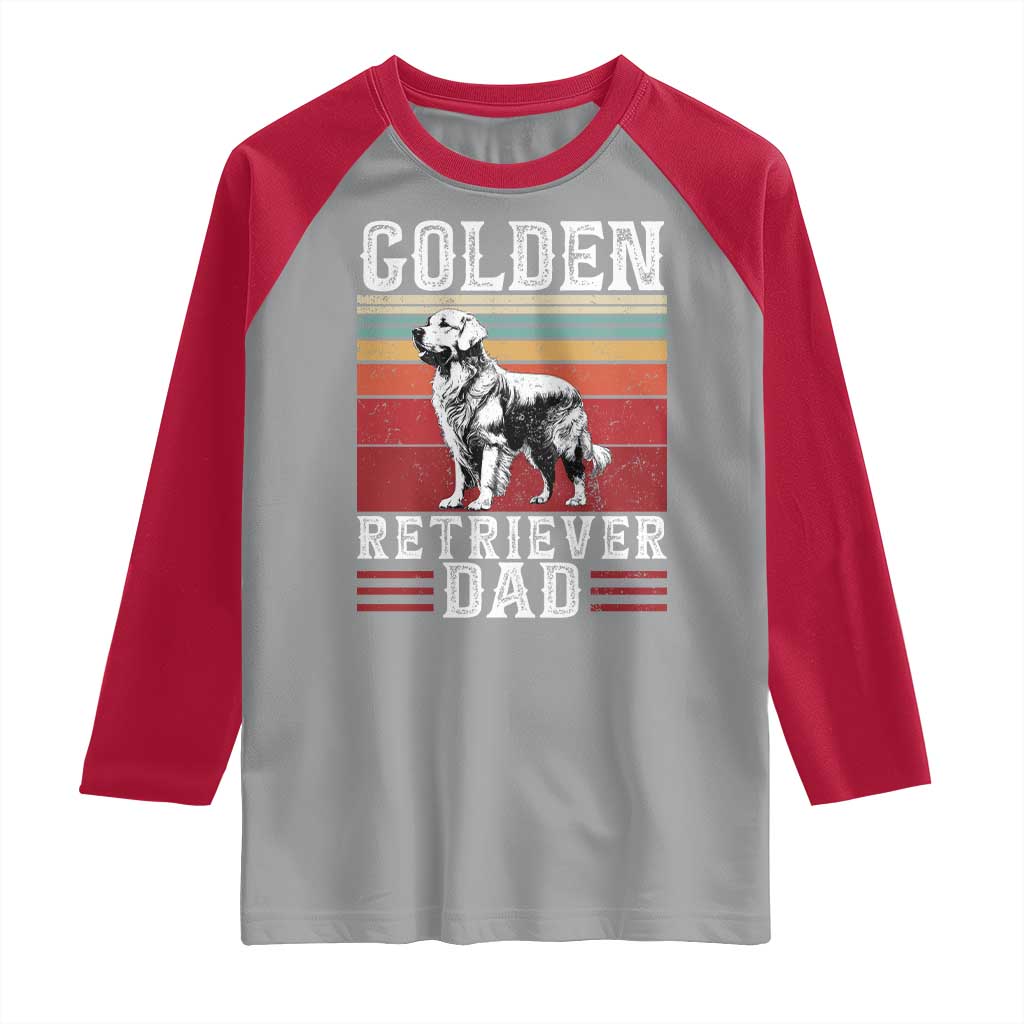 Retro Dog Golden Dad Raglan Shirt Fathers Day Gift for Dog Lovers Golden Retriever Dad TS10 Sport Gray Red Print Your Wear