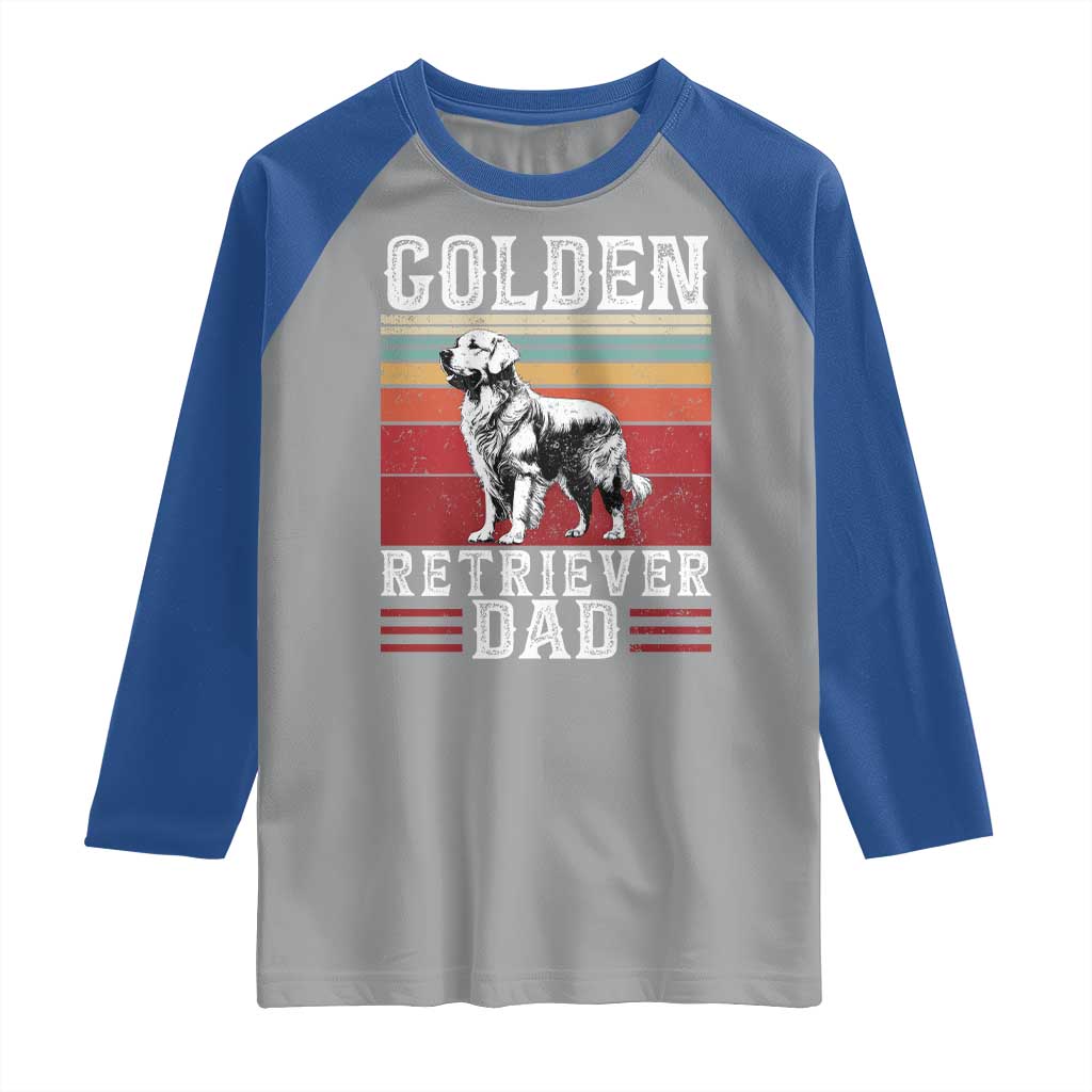 Retro Dog Golden Dad Raglan Shirt Fathers Day Gift for Dog Lovers Golden Retriever Dad TS10 Sport Gray Royal Print Your Wear