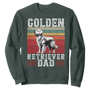 Retro Dog Golden Dad Sweatshirt Fathers Day Gift for Dog Lovers Golden Retriever Dad TS10 Dark Forest Green Print Your Wear