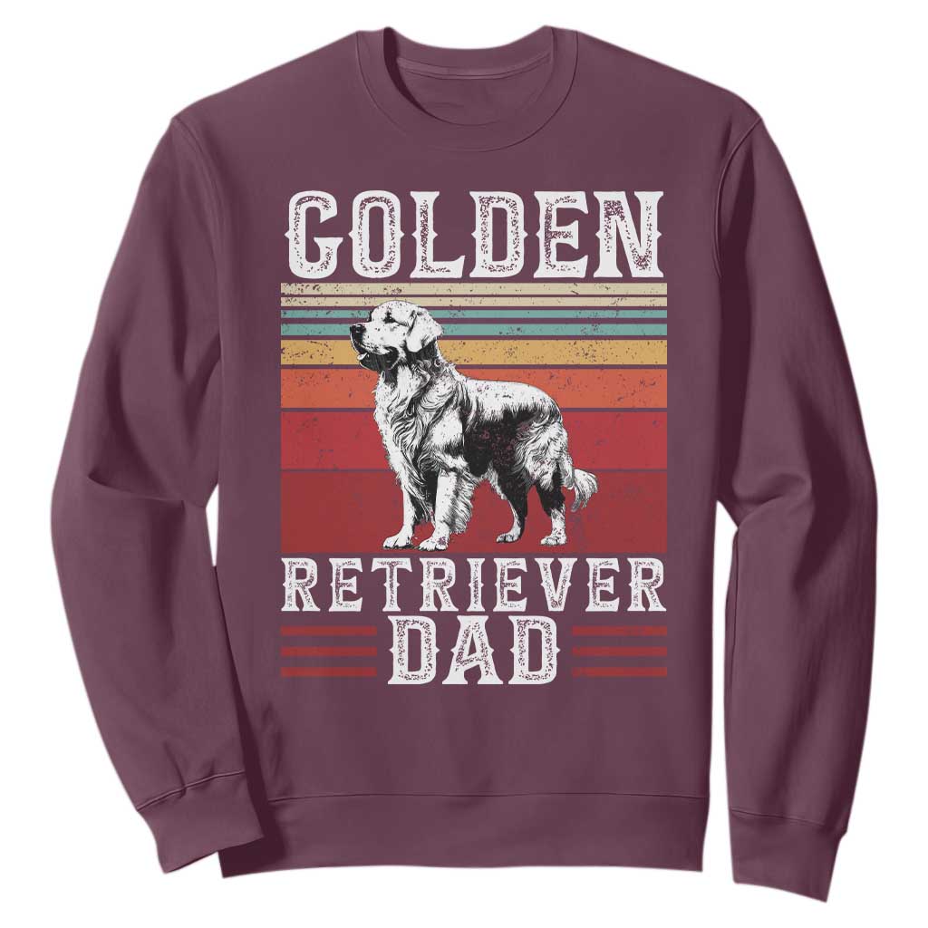 Retro Dog Golden Dad Sweatshirt Fathers Day Gift for Dog Lovers Golden Retriever Dad TS10 Maroon Print Your Wear