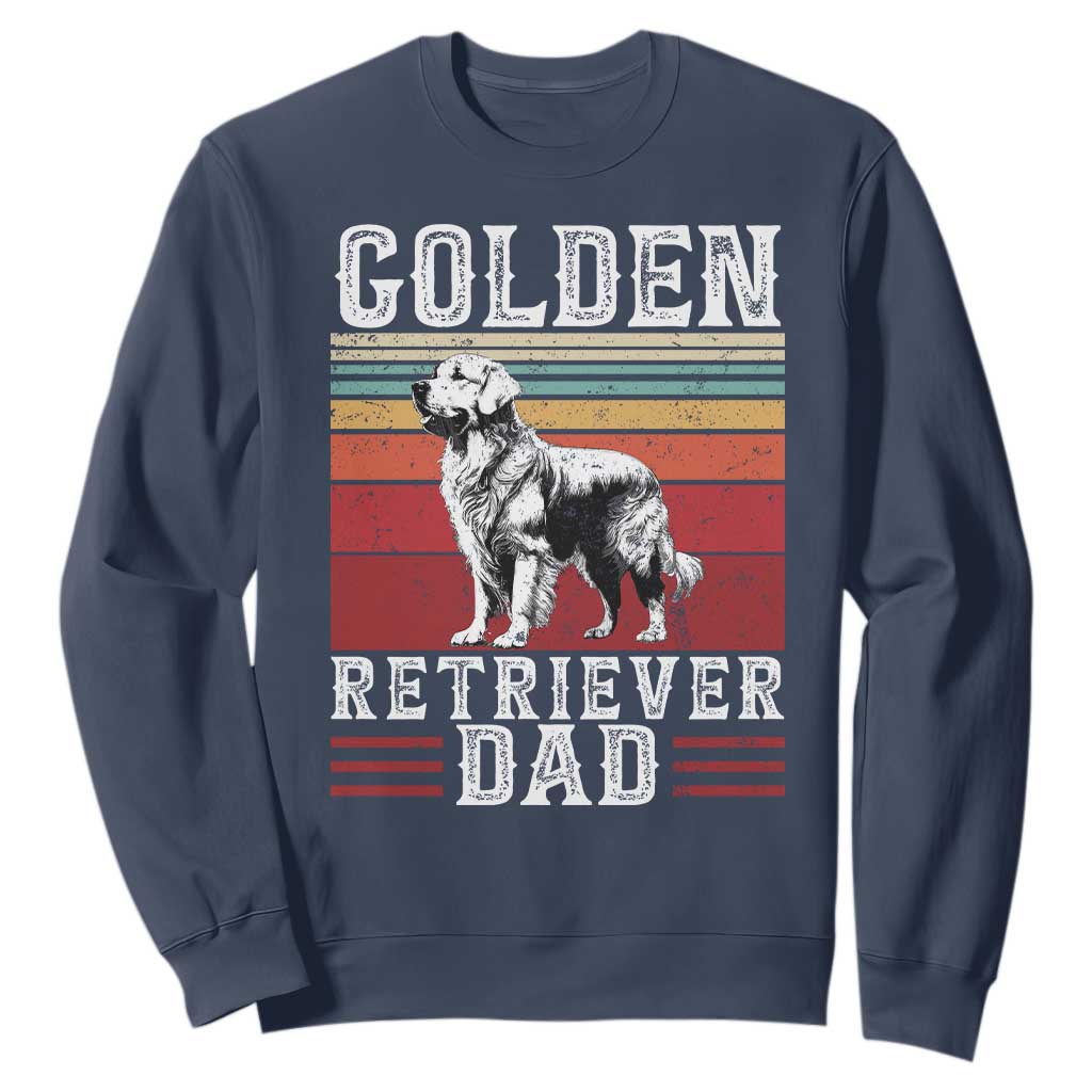 Retro Dog Golden Dad Sweatshirt Fathers Day Gift for Dog Lovers Golden Retriever Dad TS10 Navy Print Your Wear