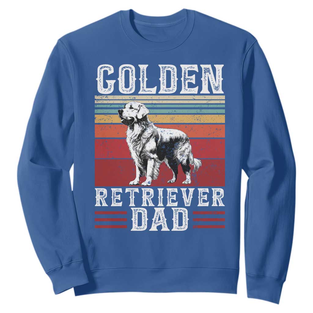 Retro Dog Golden Dad Sweatshirt Fathers Day Gift for Dog Lovers Golden Retriever Dad TS10 Royal Blue Print Your Wear