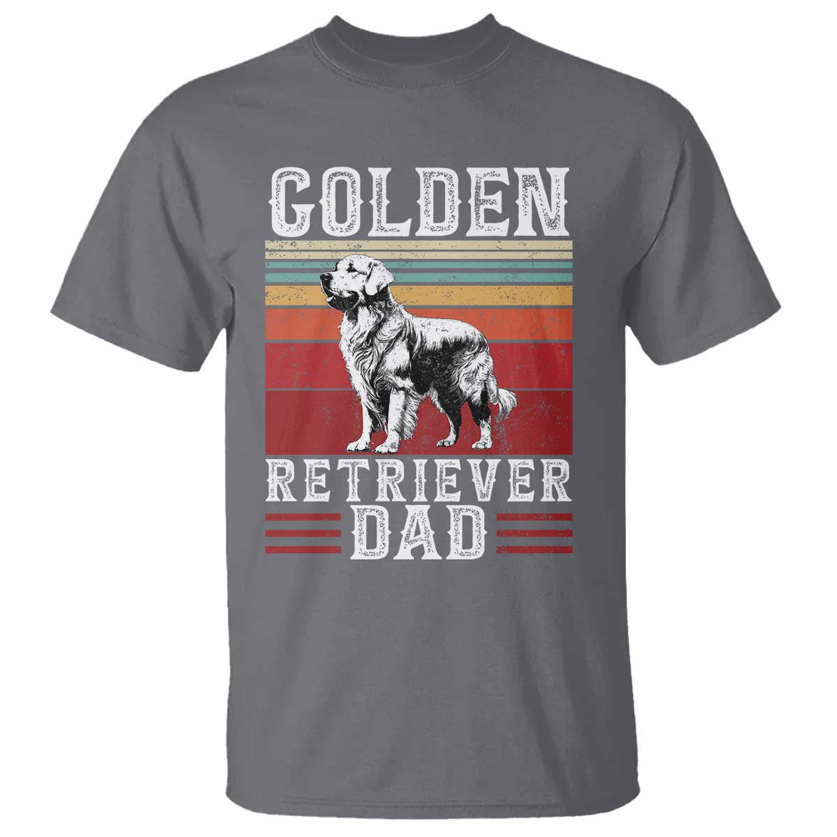 Retro Dog Golden Dad T Shirt Fathers Day Gift for Dog Lovers Golden Retriever Dad TS10 Charcoal Print Your Wear