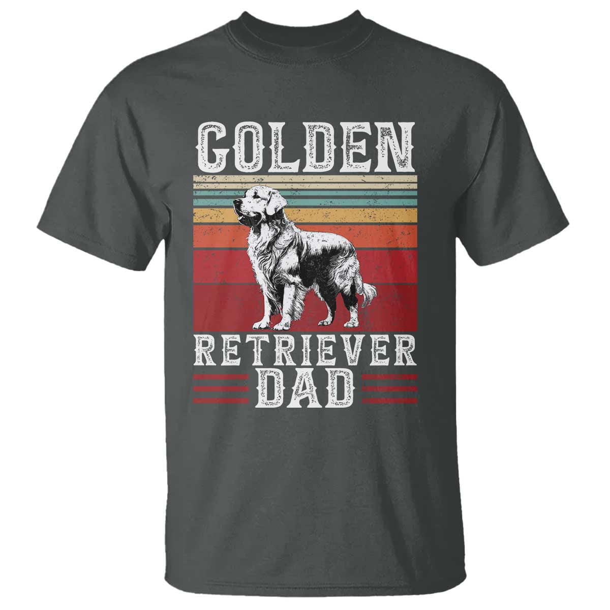 Retro Dog Golden Dad T Shirt Fathers Day Gift for Dog Lovers Golden Retriever Dad TS10 Dark Heather Print Your Wear