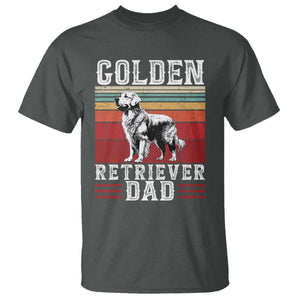 Retro Dog Golden Dad T Shirt Fathers Day Gift for Dog Lovers Golden Retriever Dad TS10 Dark Heather Print Your Wear