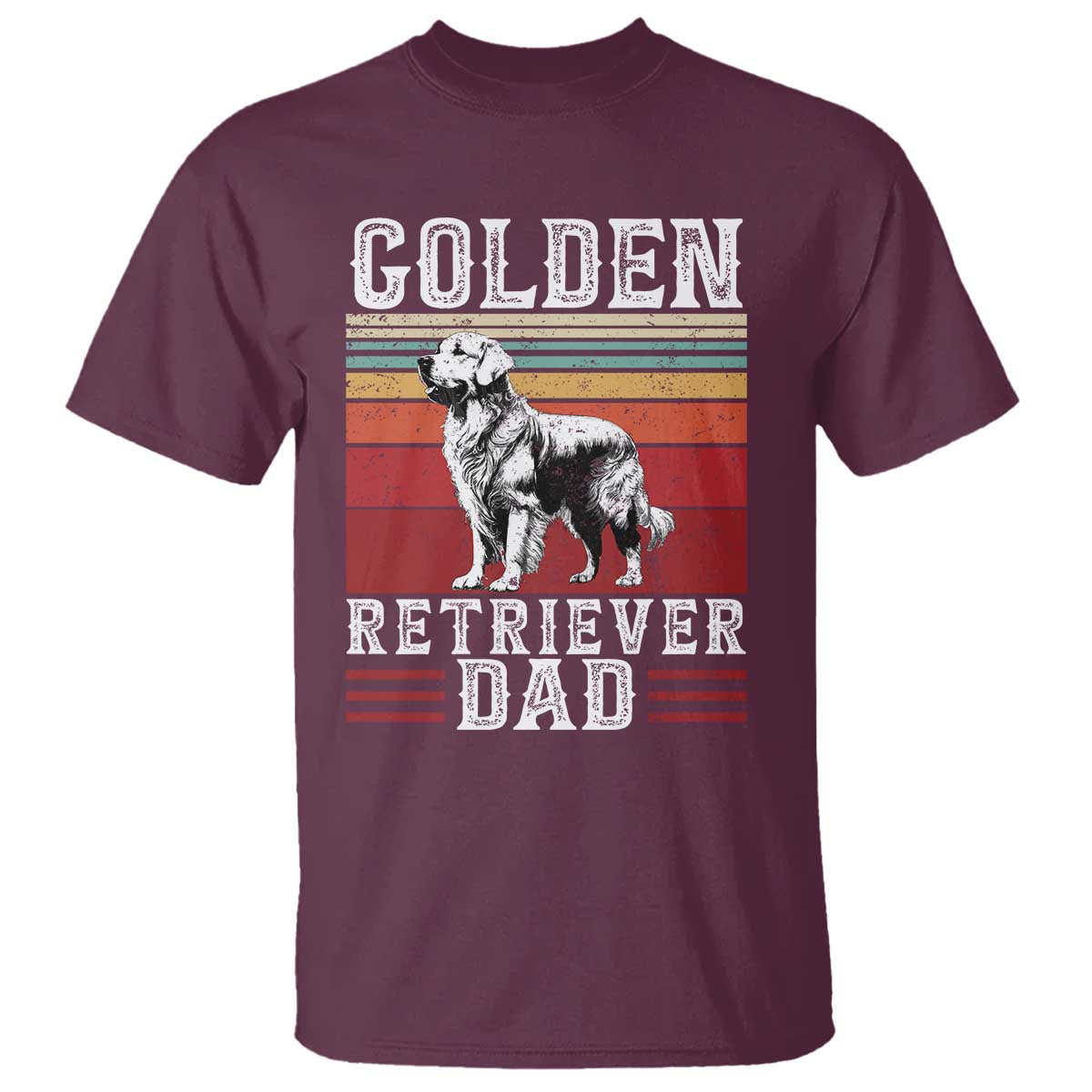 Retro Dog Golden Dad T Shirt Fathers Day Gift for Dog Lovers Golden Retriever Dad TS10 Maroon Print Your Wear