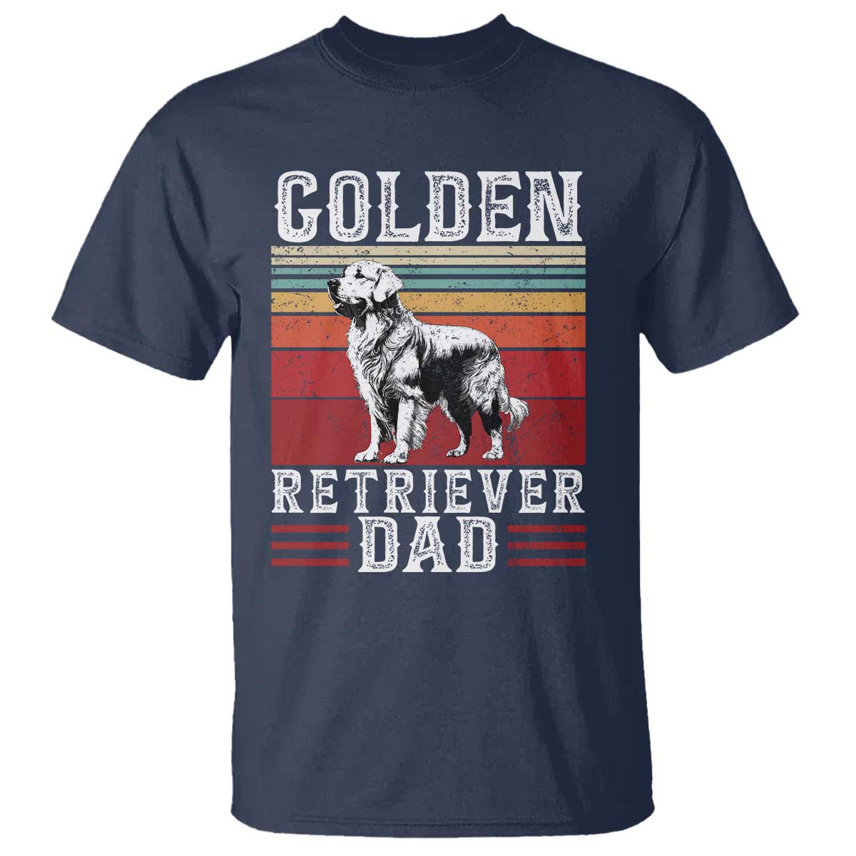Retro Dog Golden Dad T Shirt Fathers Day Gift for Dog Lovers Golden Retriever Dad TS10 Navy Print Your Wear