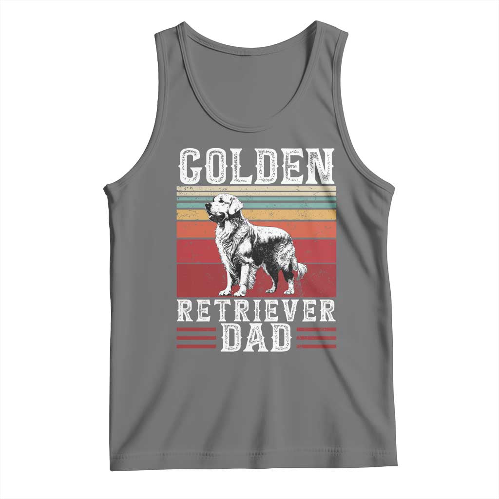Retro Dog Golden Dad Tank Top Fathers Day Gift for Dog Lovers Golden Retriever Dad TS10 Black Heather Print Your Wear