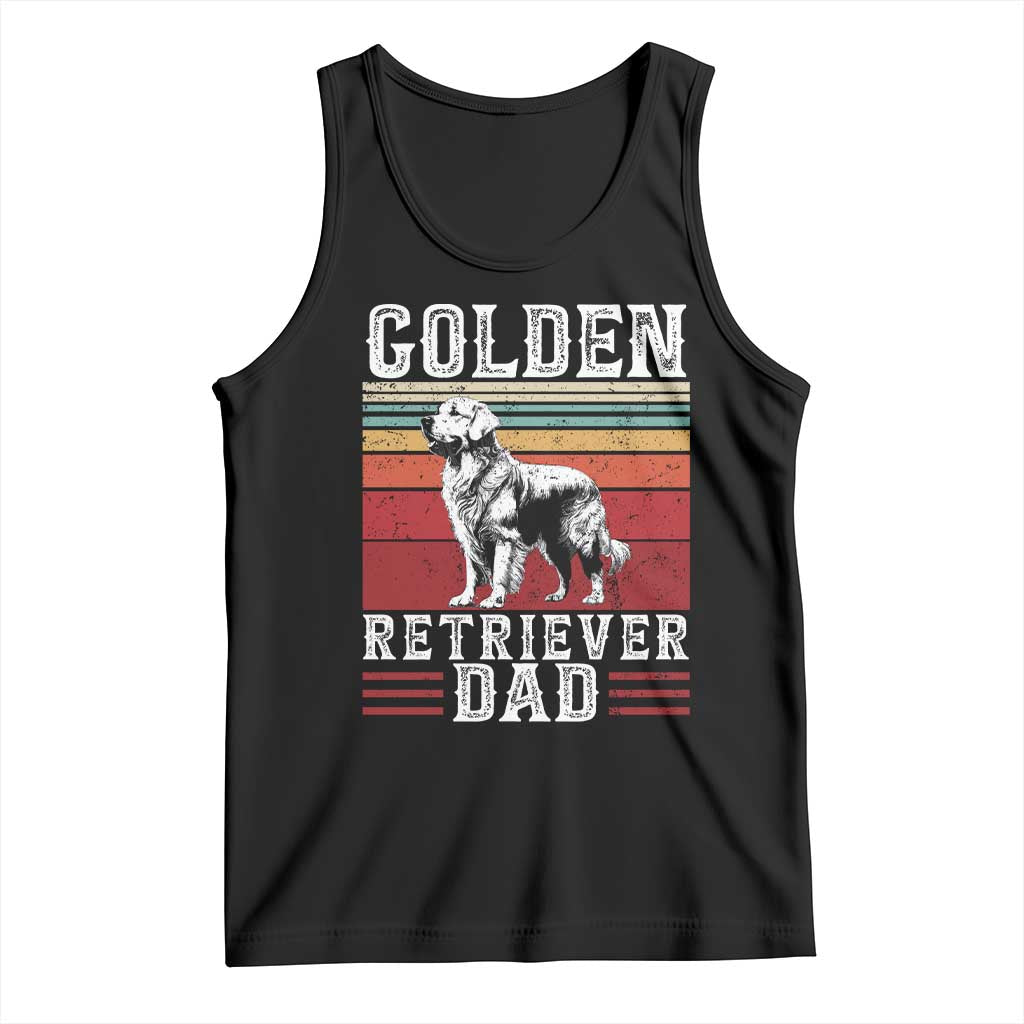 Retro Dog Golden Dad Tank Top Fathers Day Gift for Dog Lovers Golden Retriever Dad TS10 Black Print Your Wear