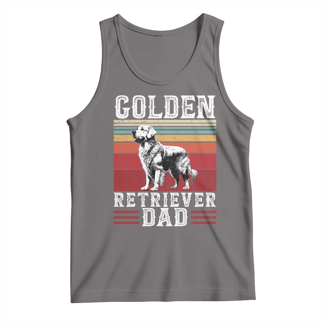 Retro Dog Golden Dad Tank Top Fathers Day Gift for Dog Lovers Golden Retriever Dad TS10 Deep Heather Print Your Wear