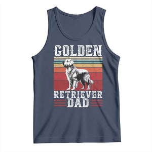 Retro Dog Golden Dad Tank Top Fathers Day Gift for Dog Lovers Golden Retriever Dad TS10 Navy Print Your Wear