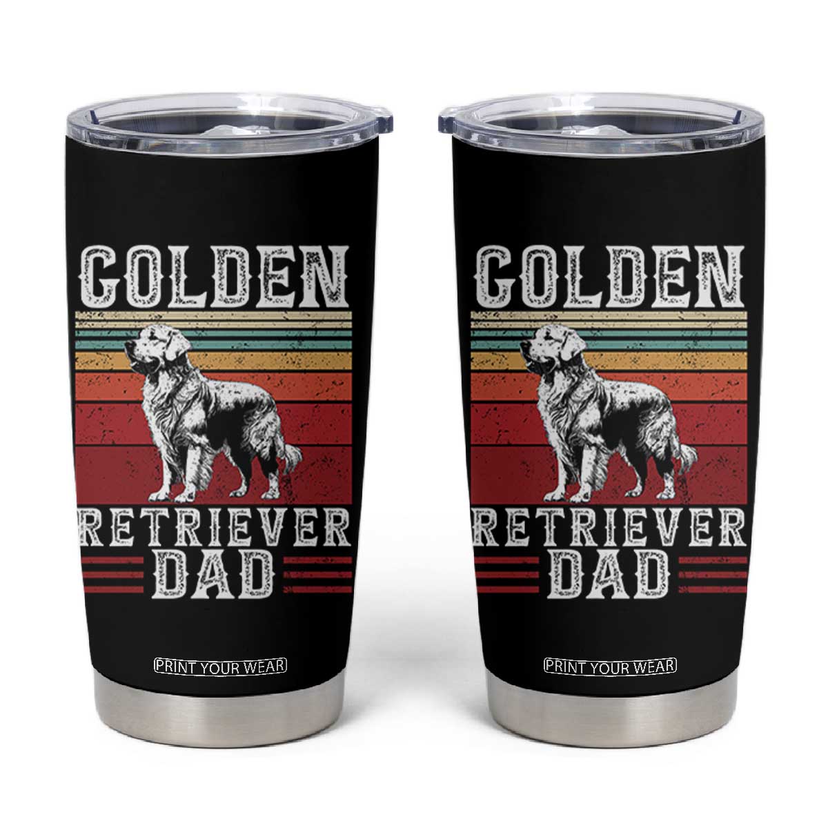 Retro Dog Golden Dad Tumbler Cup Fathers Day Gift for Dog Lovers Golden Retriever Dad TS10 Black Print Your Wear