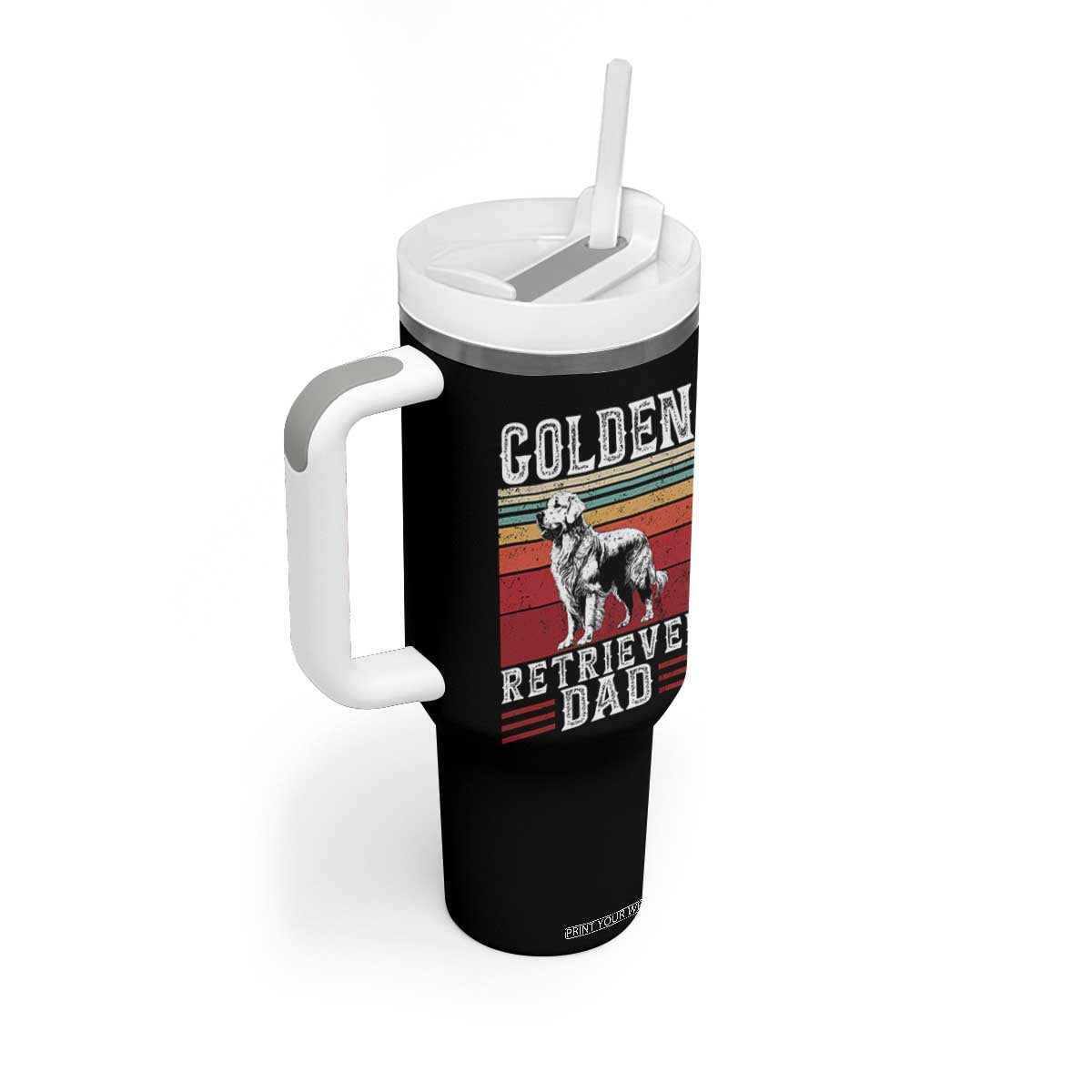 Retro Dog Golden Dad Tumbler With Handle Fathers Day Gift for Dog Lovers Golden Retriever Dad TS10 Print Your Wear