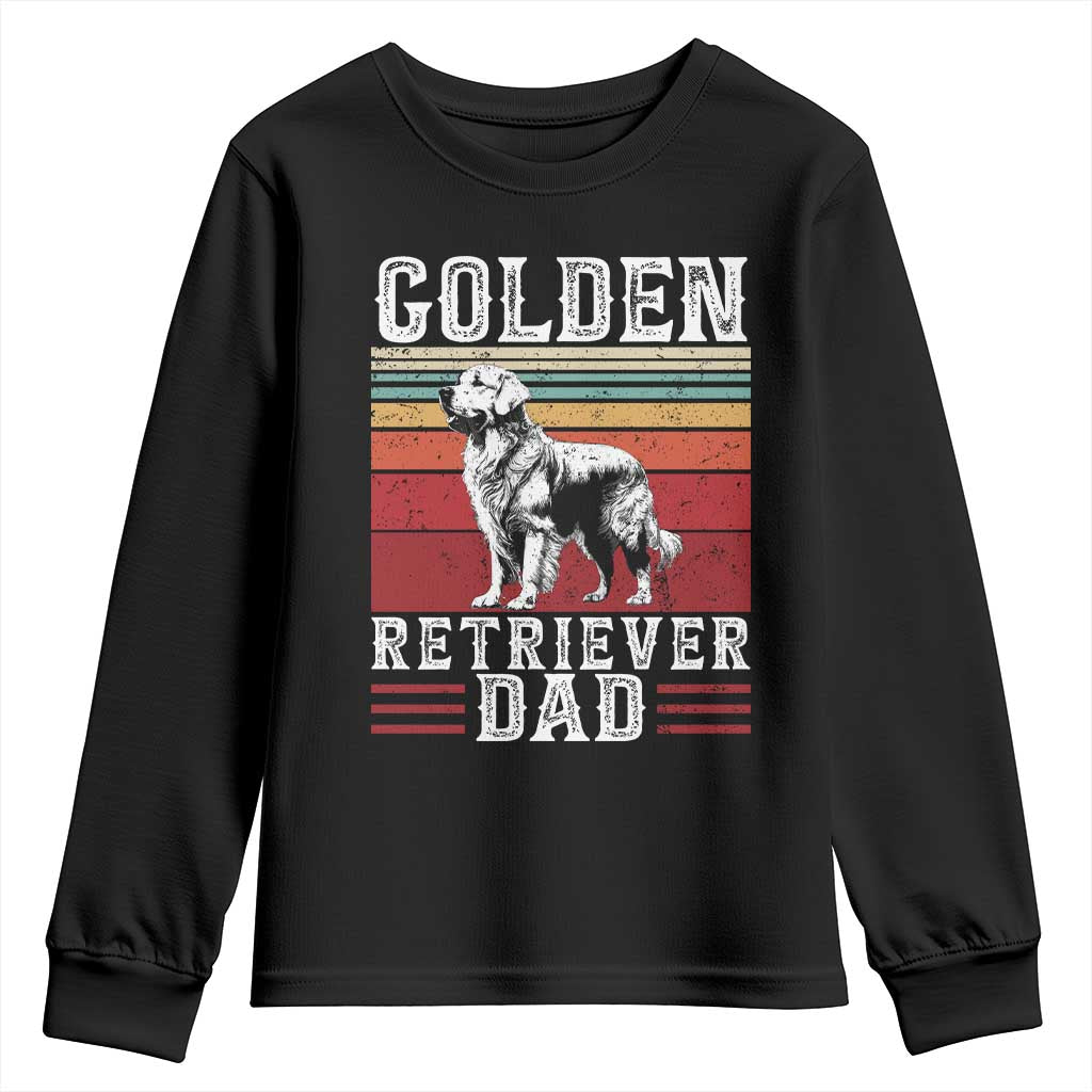 Retro Dog Golden Dad Youth Sweatshirt Fathers Day Gift for Dog Lovers Golden Retriever Dad TS10 Black Print Your Wear
