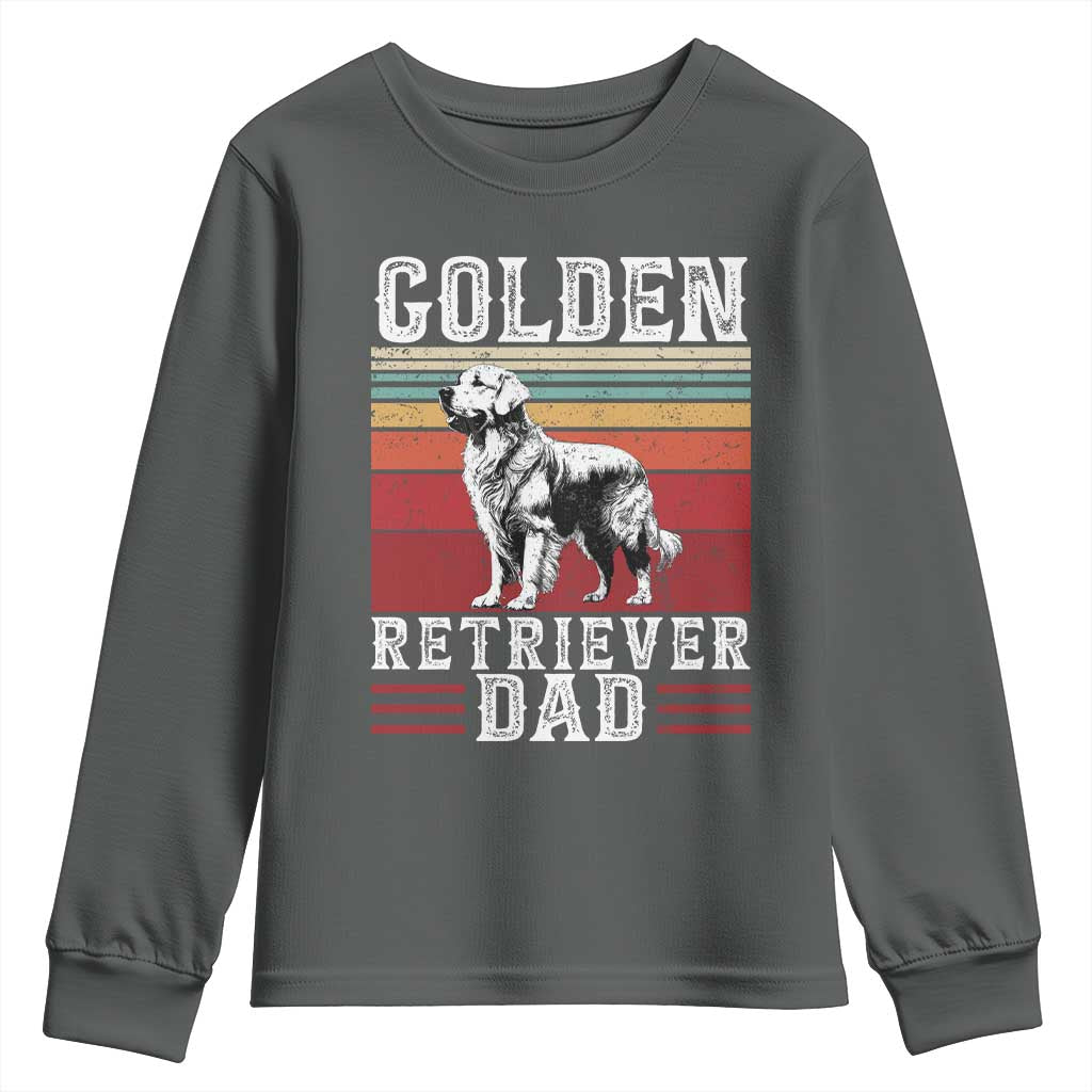 Retro Dog Golden Dad Youth Sweatshirt Fathers Day Gift for Dog Lovers Golden Retriever Dad TS10 Dark Heather Print Your Wear