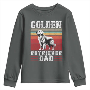 Retro Dog Golden Dad Youth Sweatshirt Fathers Day Gift for Dog Lovers Golden Retriever Dad TS10 Dark Heather Print Your Wear