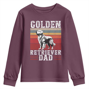 Retro Dog Golden Dad Youth Sweatshirt Fathers Day Gift for Dog Lovers Golden Retriever Dad TS10 Maroon Print Your Wear